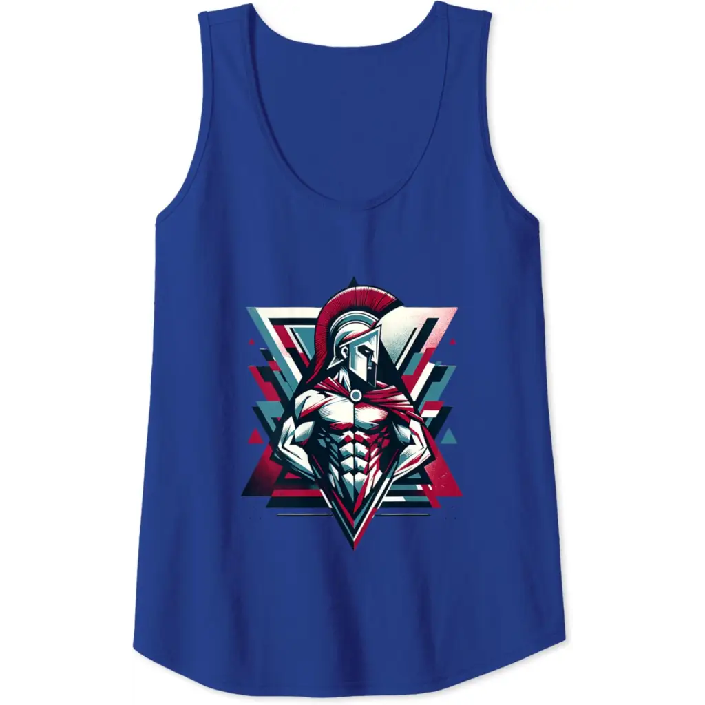 Triumphant Spartan Warrior in Cape Tank Top - Royal Blue