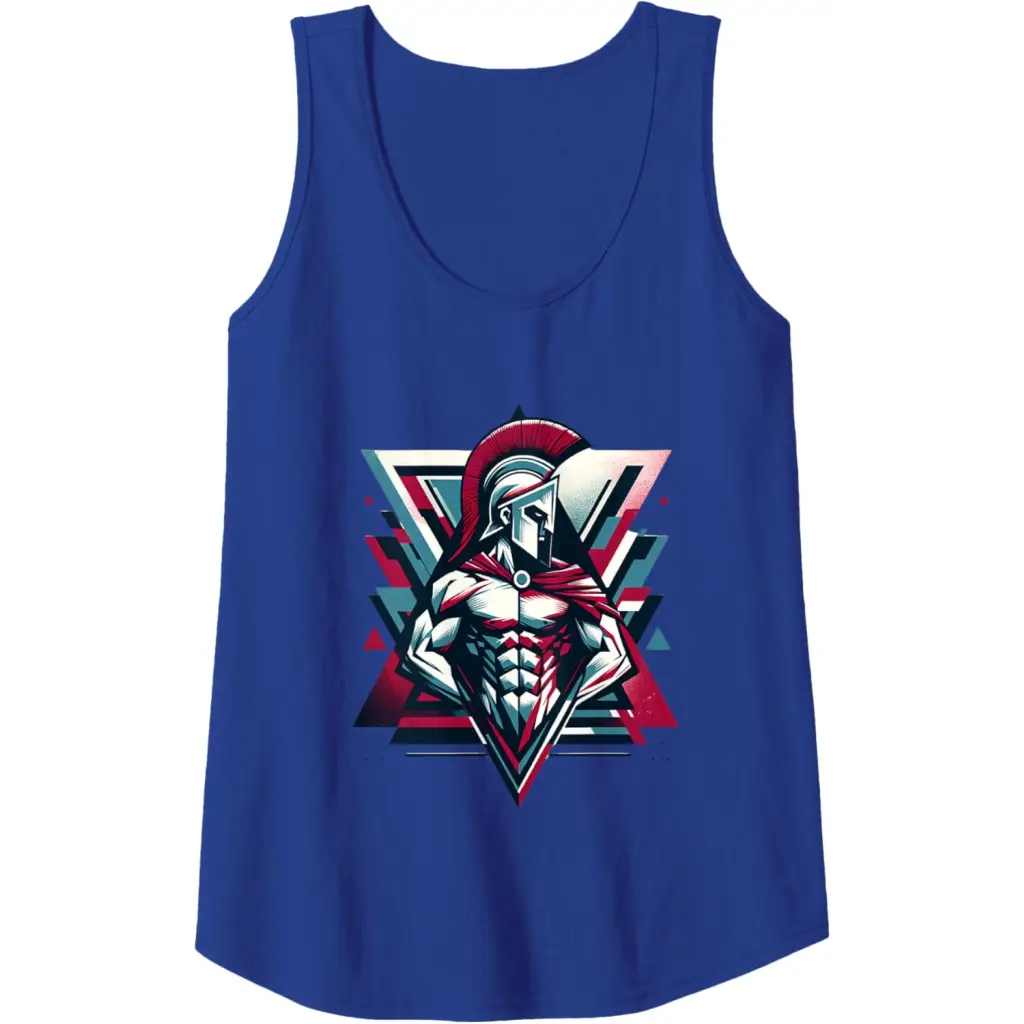 Triumphant Spartan Warrior in Cape Tank Top - Royal Blue