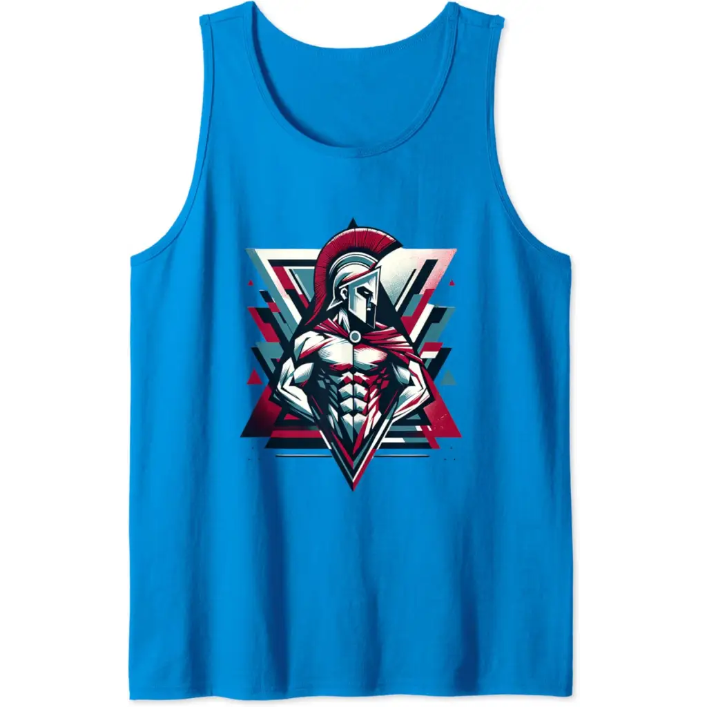 Triumphant Spartan Warrior in Cape Tank Top - Sapphire Blue