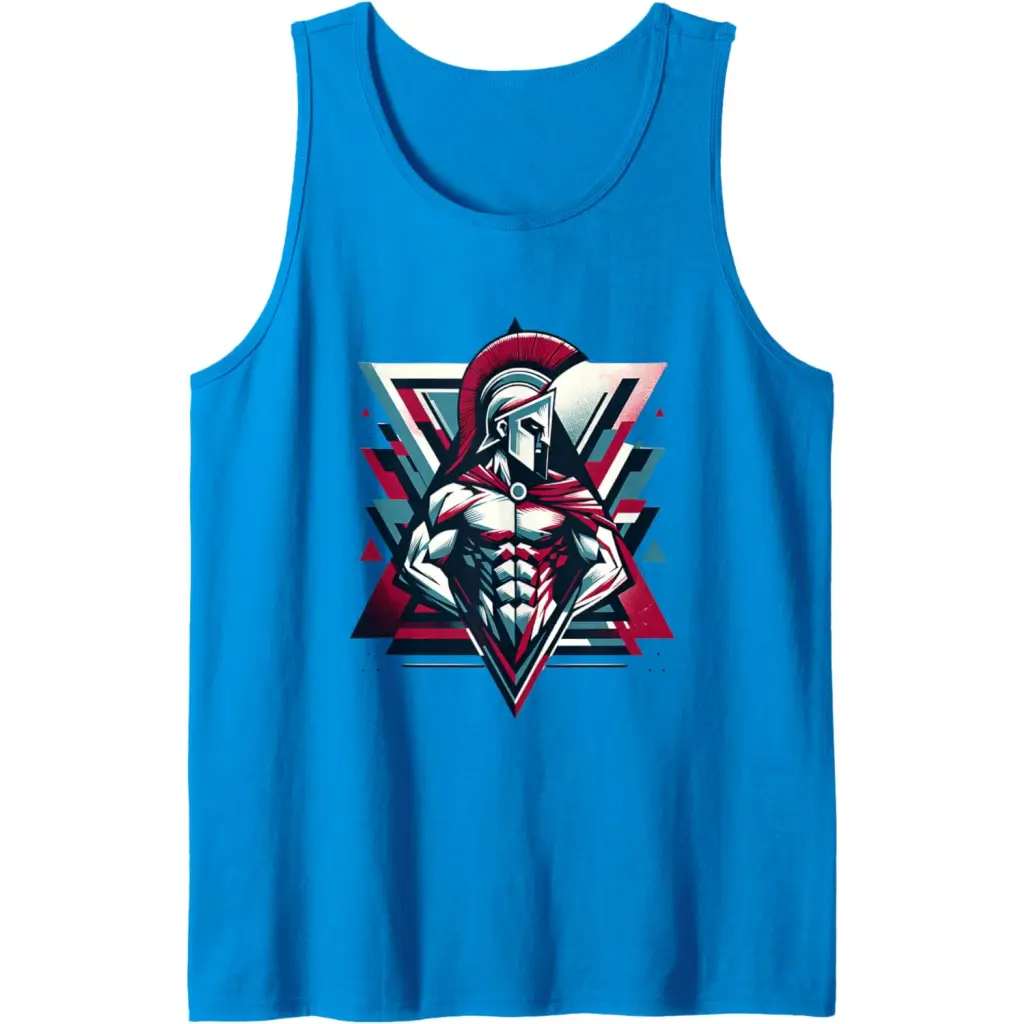 Triumphant Spartan Warrior in Cape Tank Top - Sapphire Blue