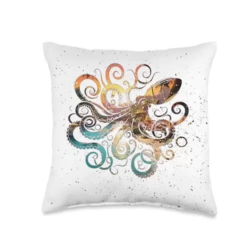 Tropical Depths: Octopus Under the Stars Throw Pillow Home