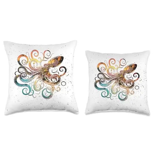 Tropical Depths: Octopus Under the Stars Throw Pillow Home