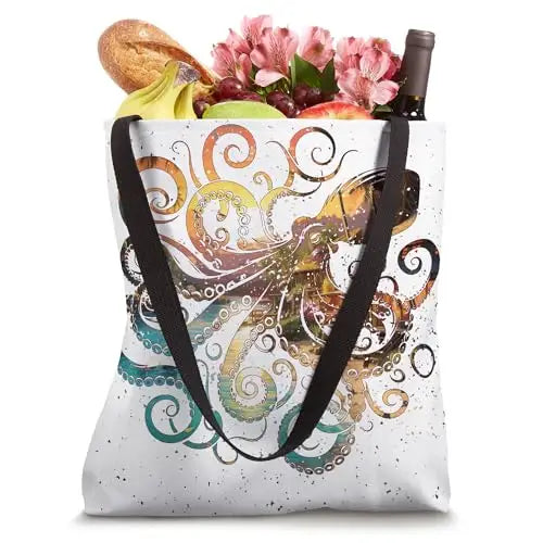 Tropical Depths: Octopus Under the Stars Tote Bag Apparel