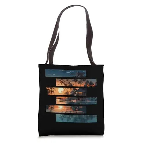 Tropical Tranquility: Fragmented Sunset Retreat Tote Bag