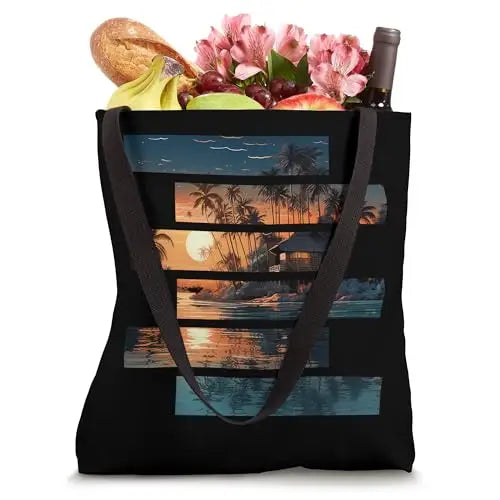 Tropical Tranquility: Fragmented Sunset Retreat Tote Bag