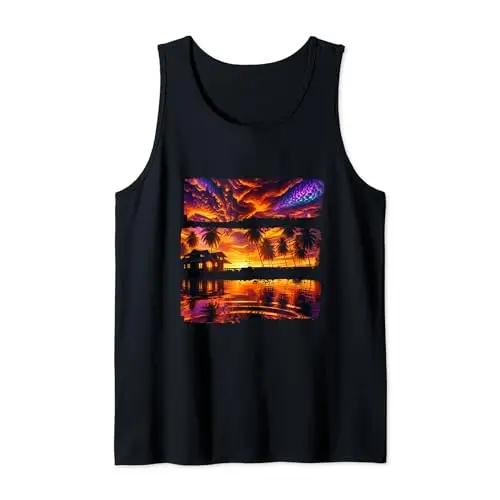 Tropical Twilight: Sunset Serenade Tank Top Apparel