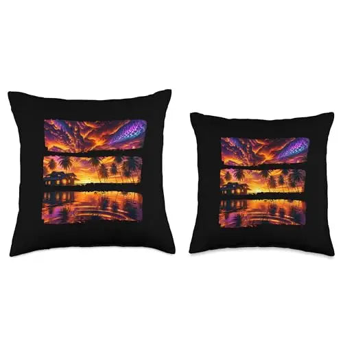 Tropical Twilight: Sunset Serenade Throw Pillow Home