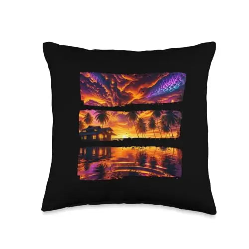 Tropical Twilight: Sunset Serenade Throw Pillow Home