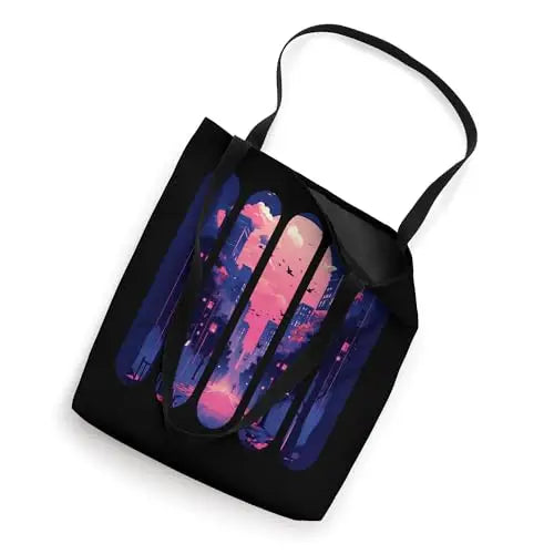 Twilight City: Fragmented Skyline Serenity Tote Bag Apparel