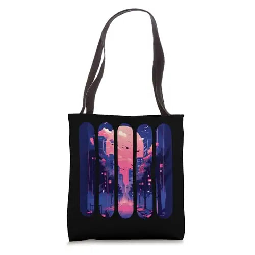 Twilight City: Fragmented Skyline Serenity Tote Bag Apparel