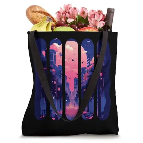Twilight City: Fragmented Skyline Serenity Tote Bag Apparel