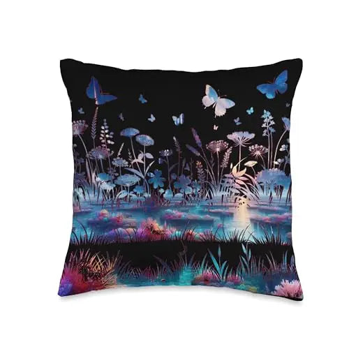 Twilight Garden: Ethereal Meadow with Butterflies Throw