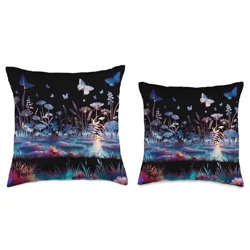 Twilight Garden: Ethereal Meadow with Butterflies Throw