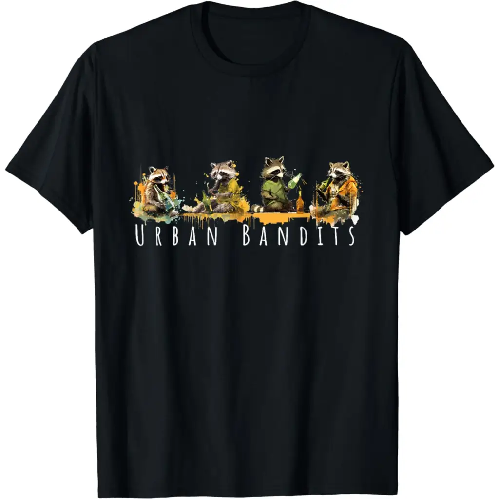 Urban Bandits: Raccoon Nightlife’ T-Shirt - Black / Men