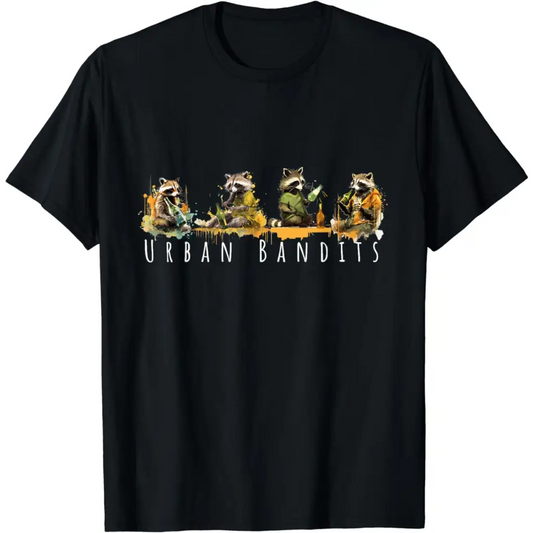 Urban Bandits: Raccoon Nightlife’ T-Shirt - Black / Men