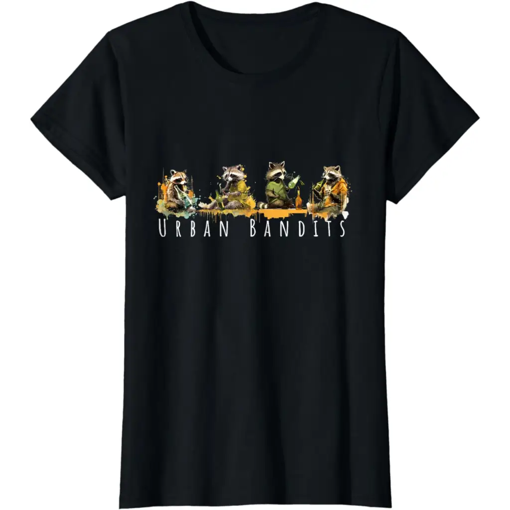 Urban Bandits: Raccoon Nightlife’ T-Shirt - Black / Women