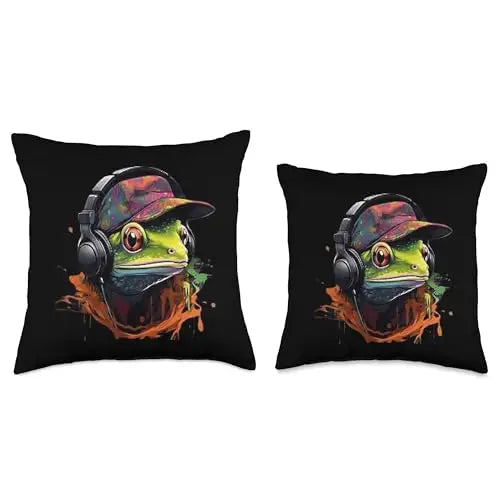 Urban Drip Hustle: The Hip Hop Frog Throw Pillow Home