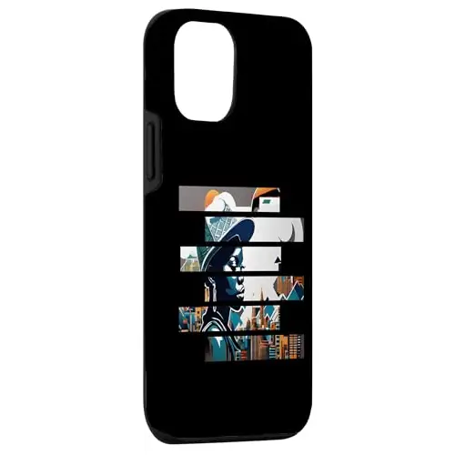 Urban Elegance: Cityscape in Stripes Case (iPhone Select