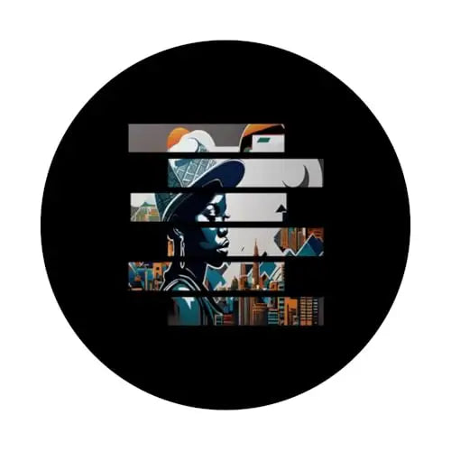 Urban Elegance: Cityscape in Stripes PopSockets Swappable