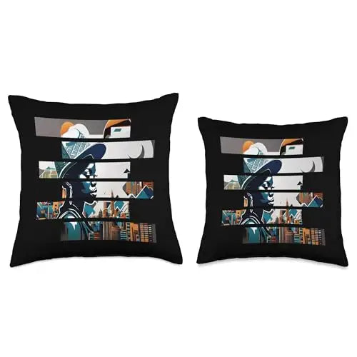 Urban Elegance: Cityscape in Stripes Throw Pillow Home