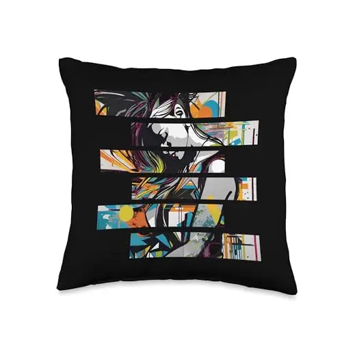 Urban Flow: Fragmented Rhythms Throw Pillow Home