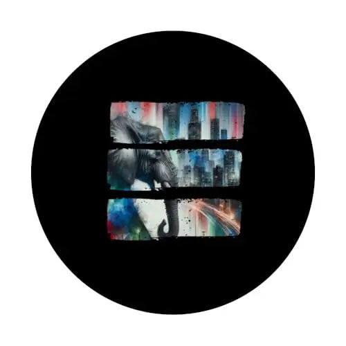 Urban Majesty: Elephant Against Vibrant Skyline PopSockets