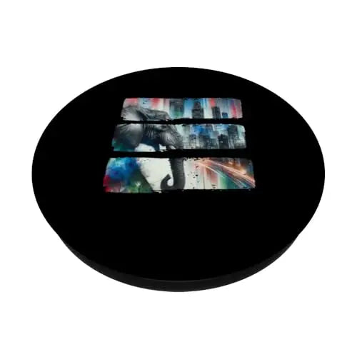 Urban Majesty: Elephant Against Vibrant Skyline PopSockets