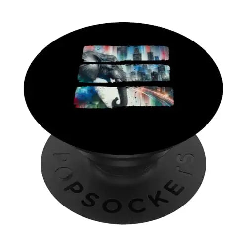 Urban Majesty: Elephant Against Vibrant Skyline PopSockets