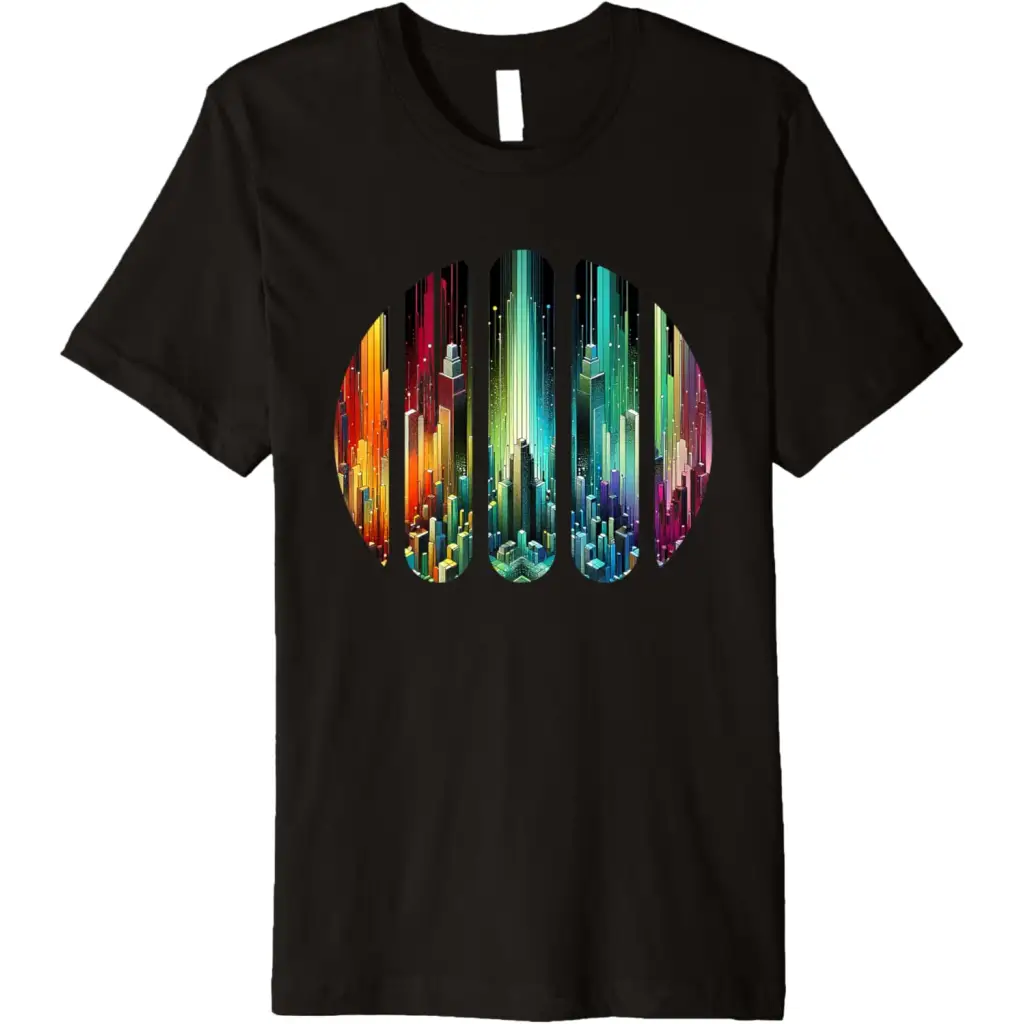 Urban Spectrum: A Panoramic Cityscape” Premium T-Shirt