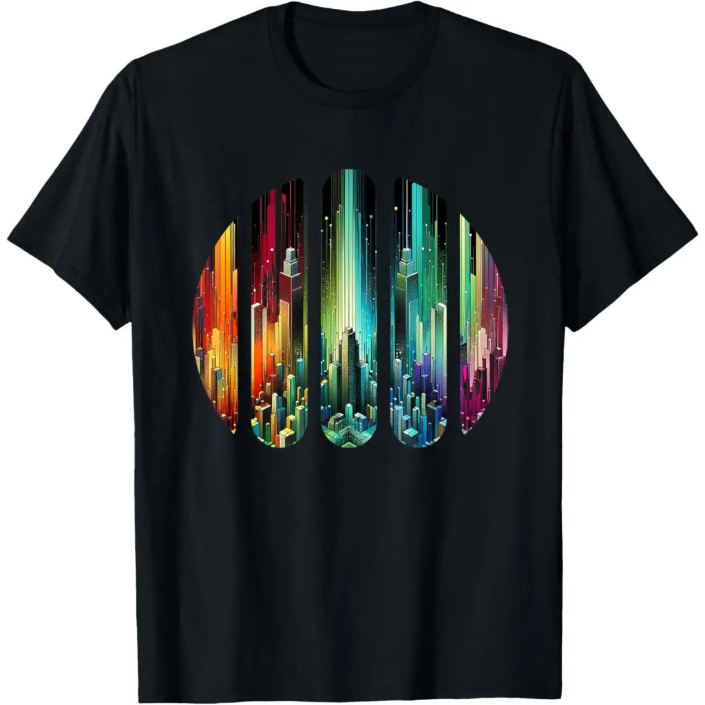 Urban Spectrum: A Panoramic Cityscape” T-Shirt