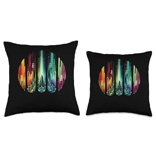 Urban Spectrum: A Panoramic Cityscape” Throw Pillow Home