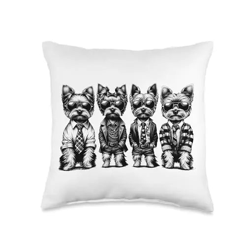 Urban Terriers Hustlers: Hip Hop Pups in Drip Throw Pillow