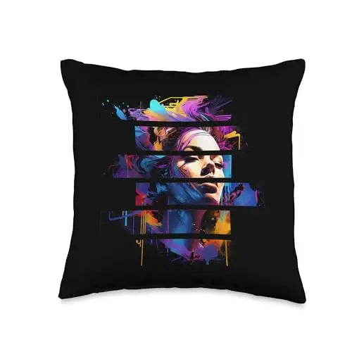 Vibrant Dreams: Abstract Fragmented Vision Throw Pillow Home
