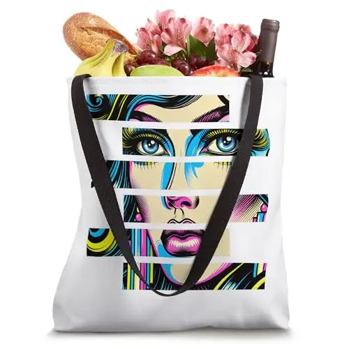 Vibrant Gaze: Fragmented Pop Beauty Tote Bag Apparel
