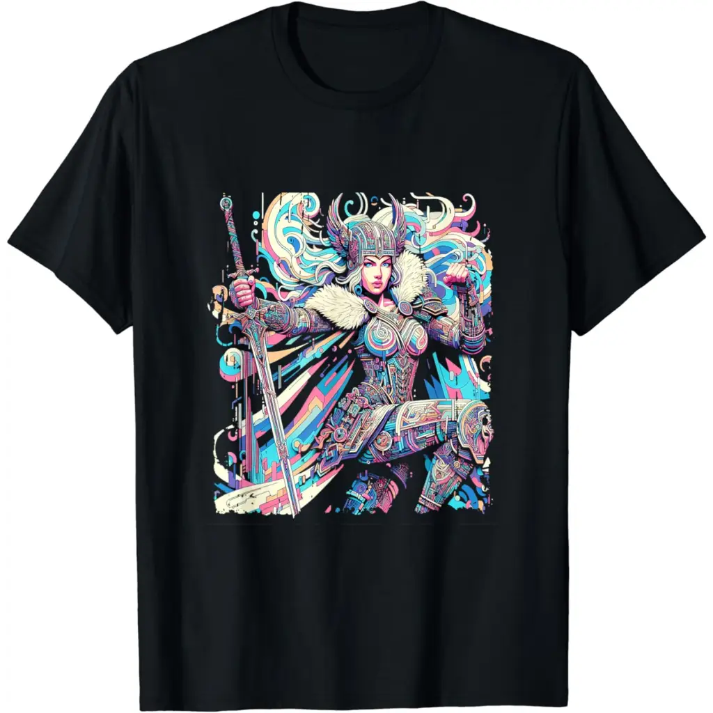 Vibrant Valkyrie Warrior Princess - Norse Mythology T-Shirt