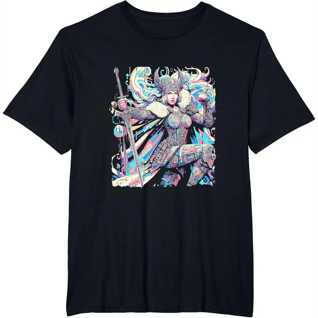 Vibrant Valkyrie Warrior Princess - Norse Mythology T-Shirt