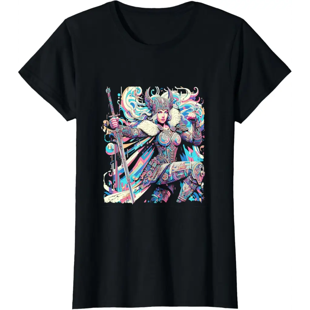 Vibrant Valkyrie Warrior Princess - Norse Mythology T-Shirt