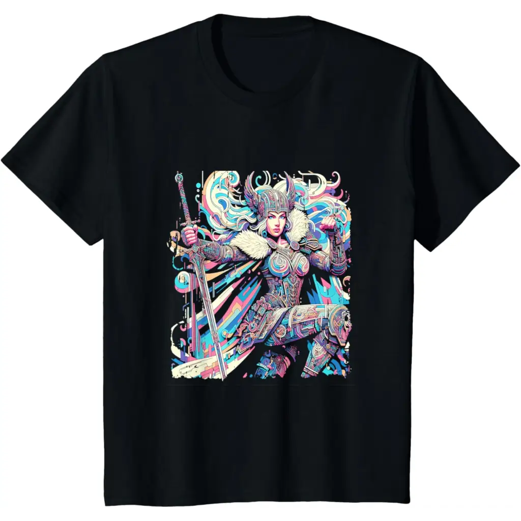 Vibrant Valkyrie Warrior Princess - Norse Mythology T-Shirt