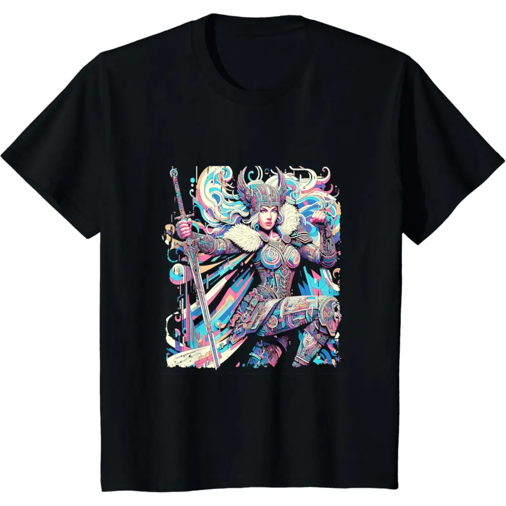 Vibrant Valkyrie Warrior Princess - Norse Mythology T-Shirt