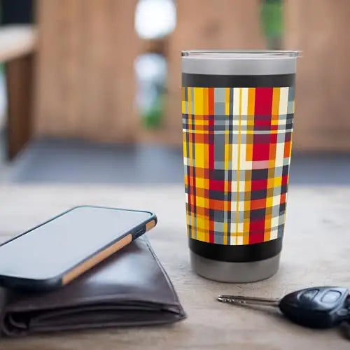 Warm Plaid Reverie: Autumn Tartan Vibe Stainless Steel