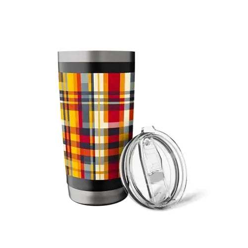 Warm Plaid Reverie: Autumn Tartan Vibe Stainless Steel