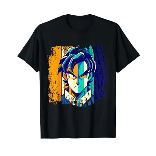Warrior’s Determination: Grunge Anime Portrait T Shirt