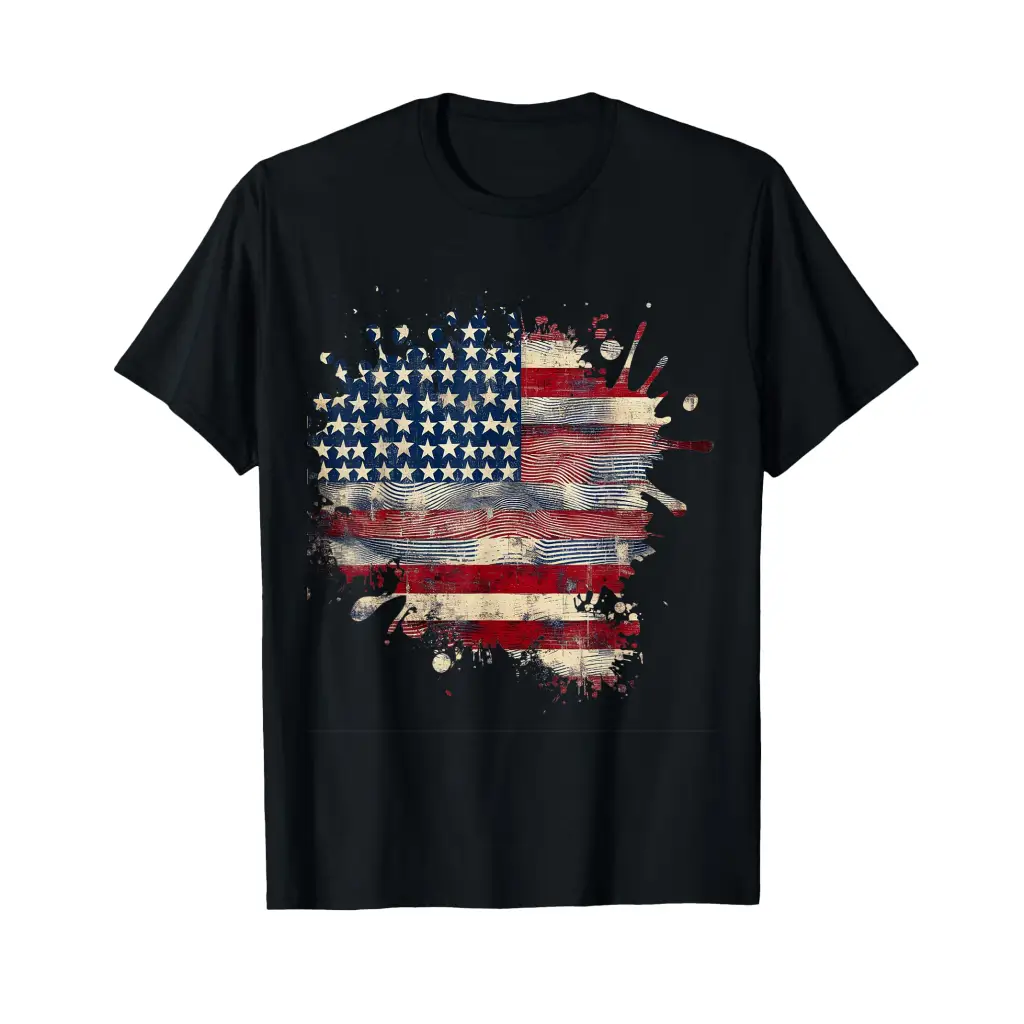 Waves of Freedom: Distressed American Flag Design T Shirt