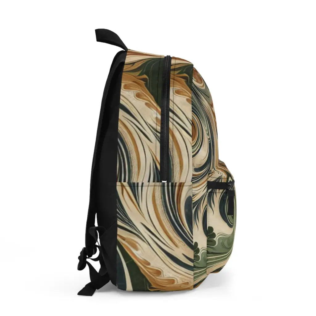 Whirling Nature Patterns in Olive and Sepia - Backpack