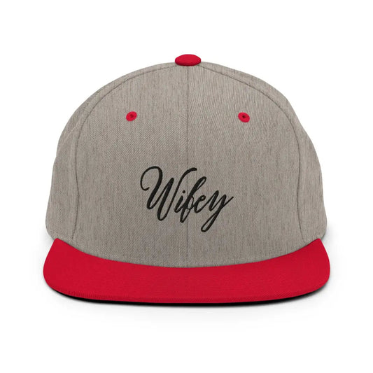 Wifey Snapback Hat - Heather Grey/ Red