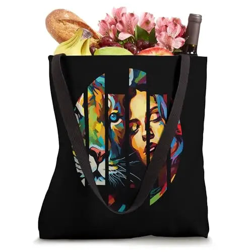 Wild Connection: Fragmented Vibrant Fusion Tote Bag Apparel