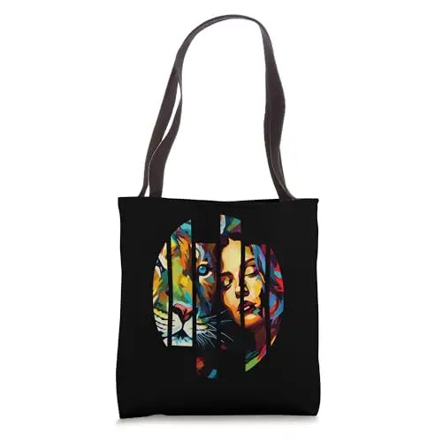 Wild Connection: Fragmented Vibrant Fusion Tote Bag Apparel