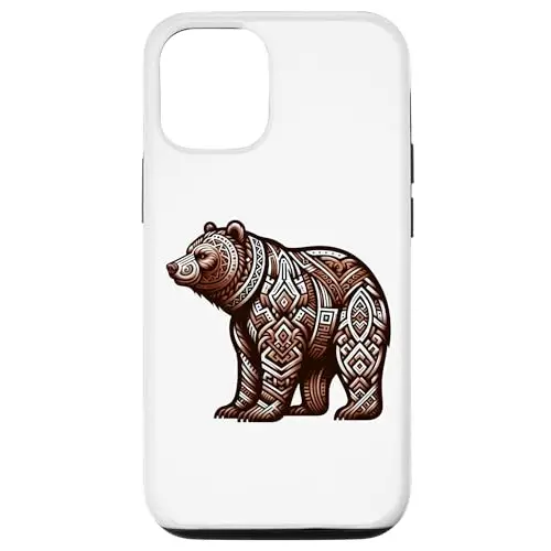 Wild Majestic Elegance: Brown Bear with Tribal Pattern Case