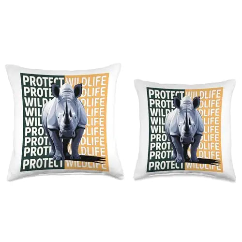 Wild Rhino: A Call to Protect Wildlife Throw Pillow Home