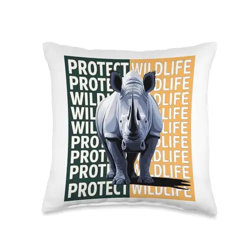 Wild Rhino: A Call to Protect Wildlife Throw Pillow Home